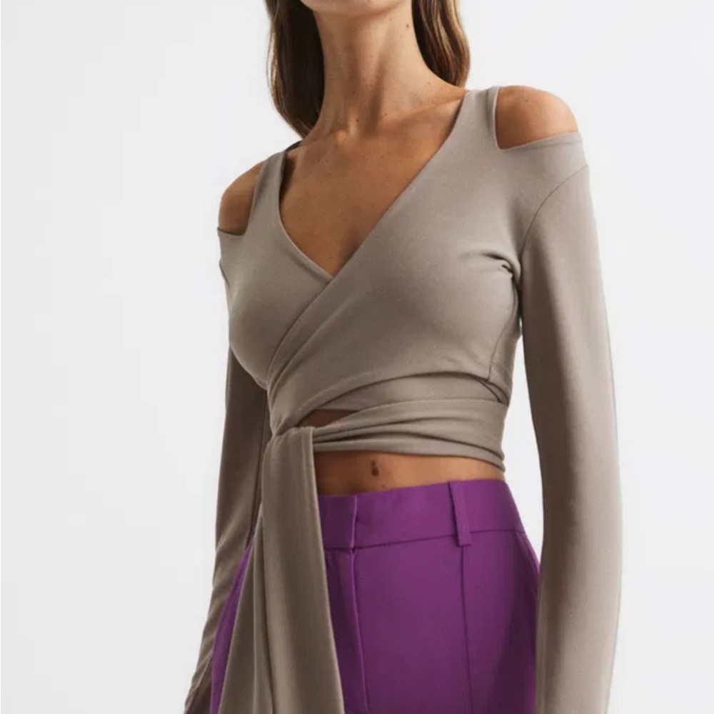 Reiss Camille Tie-Front Crop Top